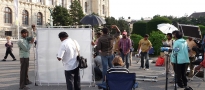 Dreharbeiten zum Spielfilm NAMO VENKATESA am Maria-Theresien-Platz (Bild: Vienna Film Commission)